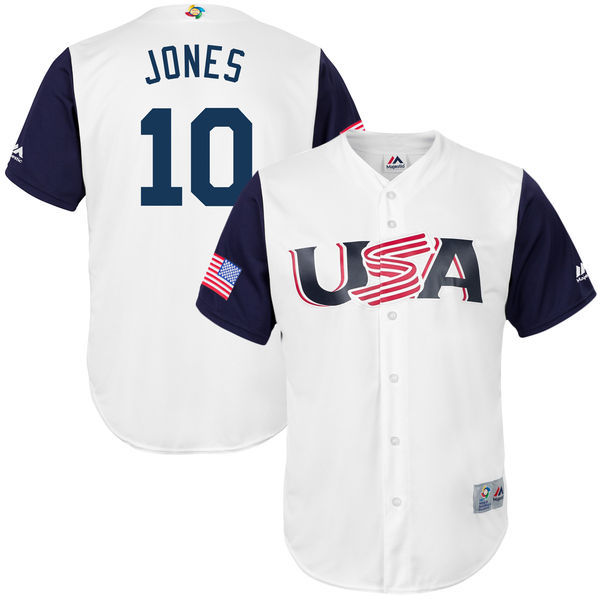 customized Men USA Baseball #10 Adam Jones White 2017 World Baseball Classic Replica Jersey